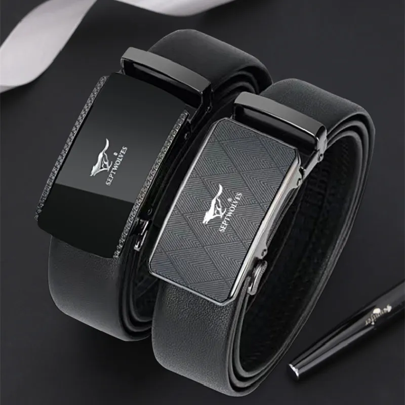 SEPTWOLVES Cow Leather Leather Belts Men's Width  3.5cm-4
