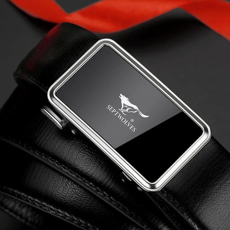 SEPTWOLVES Business Casual Pants With Luxurious Feel Automatic Buckle Leather Belts Men's-6