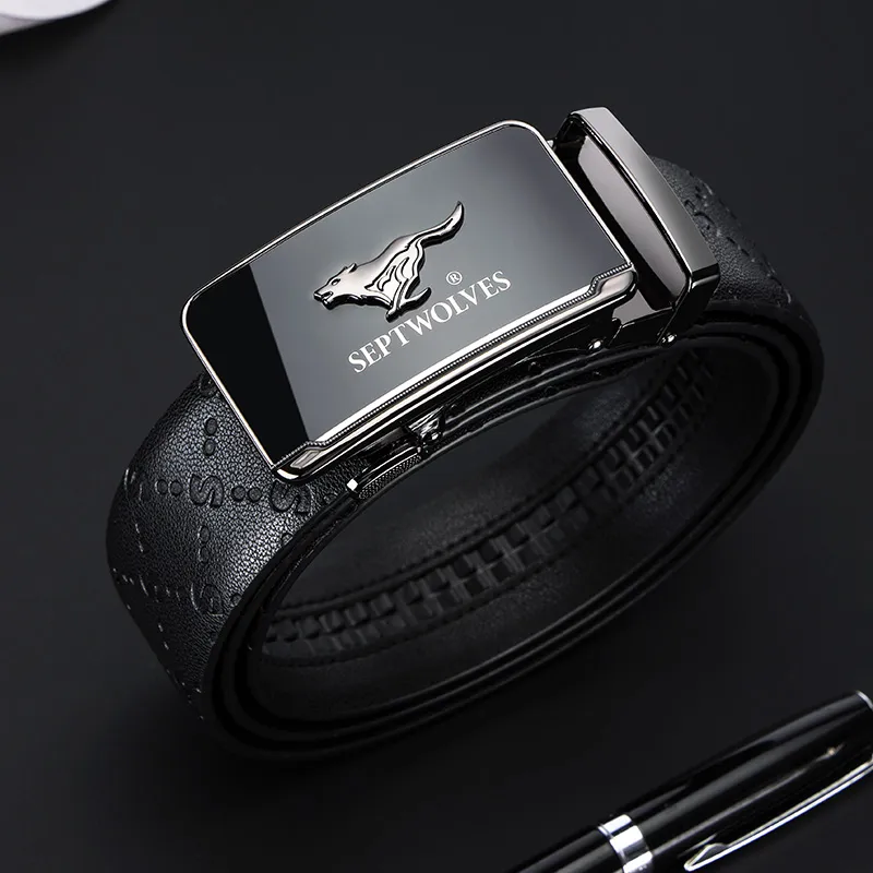SEPTWOLVES Cow Leather Leather Belts Men's Width  3.5cm-4