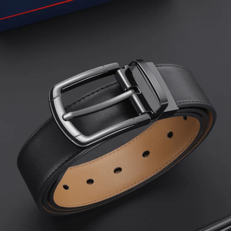SEPTWOLVES Cow Split Leather Pin Buckle Belt Men's Width 3.5CM-3