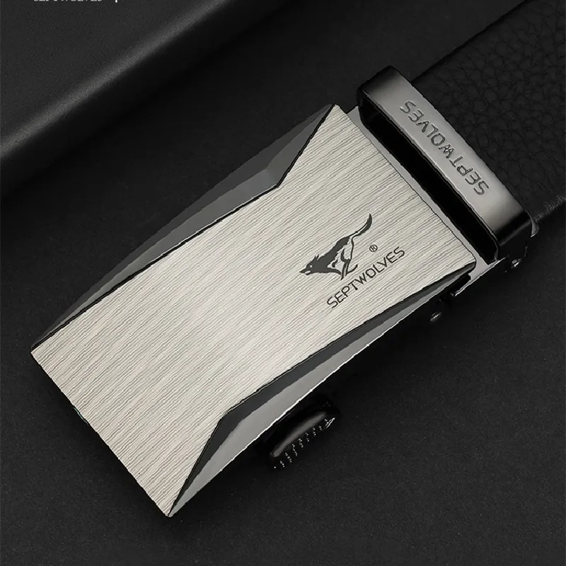 SEPTWOLVES New Arrival Casual Versatile Fashion Trend Automatic Buckle Leather Belts Men's Width  3.5cm-3