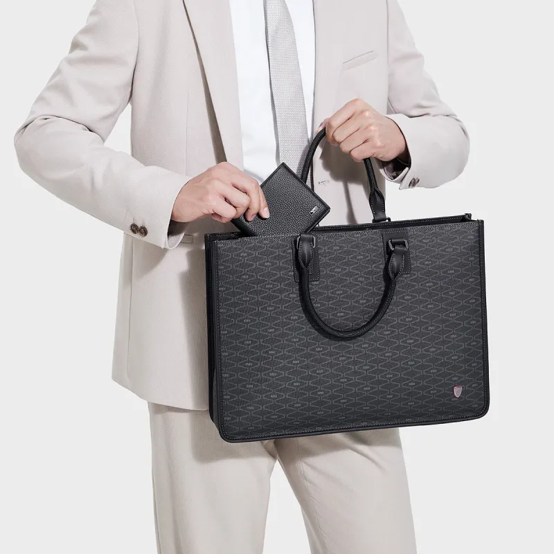 SEPTWOLVES Artificial Leather Briefcases Handbags Regular Men's Black-3