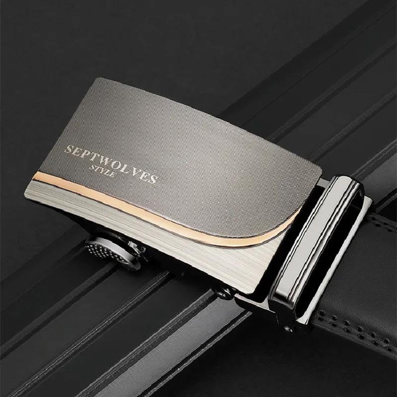 SEPTWOLVES New Arrival Business Casual Minimalist Style Automatic Buckle Leather Belts Men's Width  3.5cm-2
