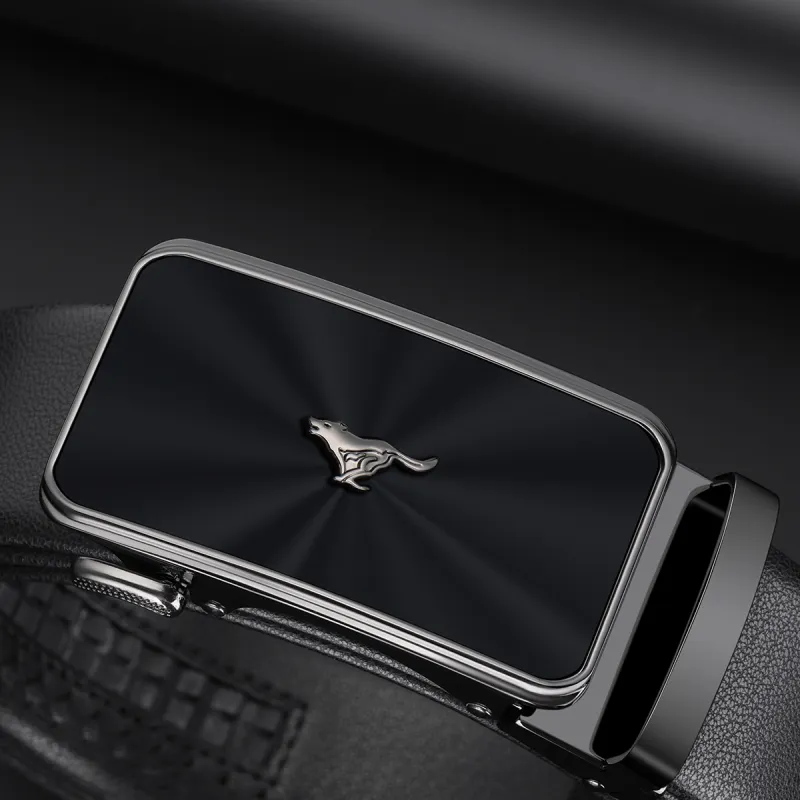 SEPTWOLVES Automatic Buckle Elastic Pants Belt Leather Belts Men's Width  3.5cm-2