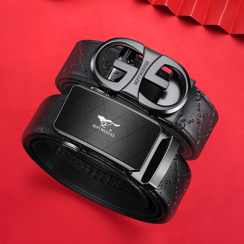 SEPTWOLVES Split Cow Leather Leather Belts Men's Width 3.5CM-2
