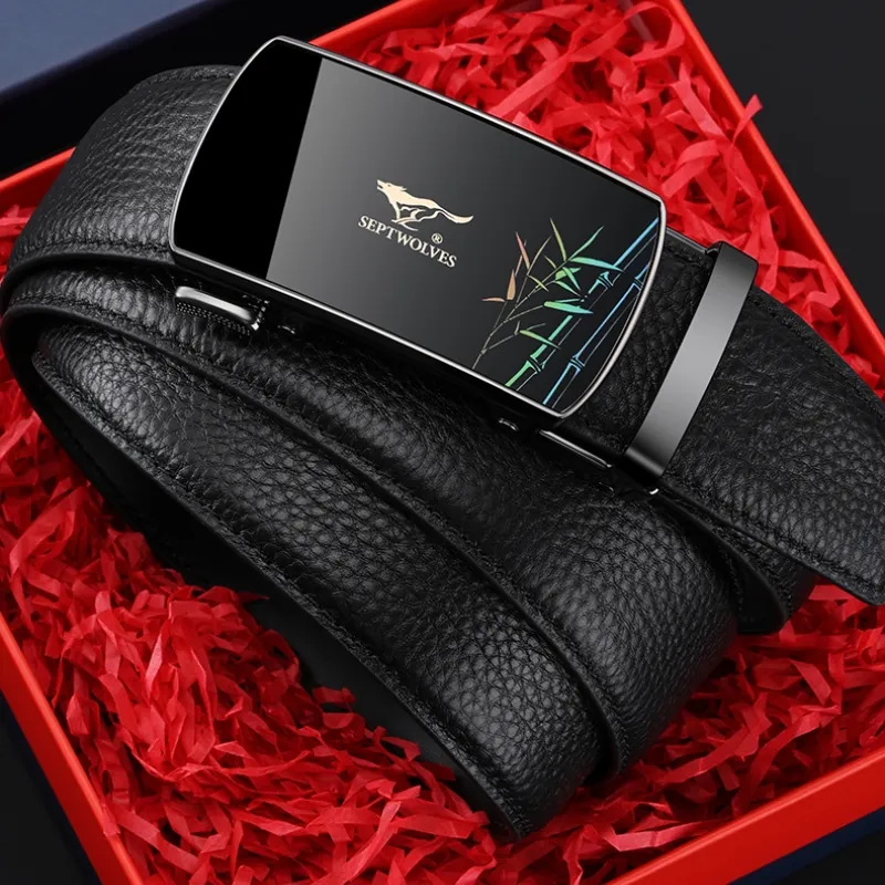 SEPTWOLVES Genuine Leather Cow Leather Leather Belts Men's Width  3.5cm-1