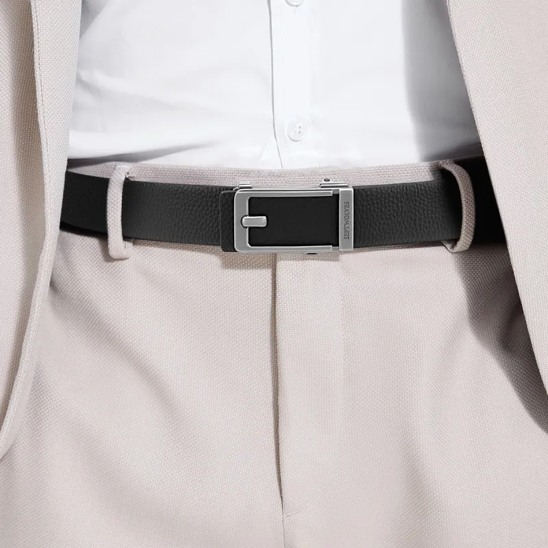 SEPTWOLVES Cow Leather No Tooth Automatic Buckle Belt Men's Width 3.4cm-1