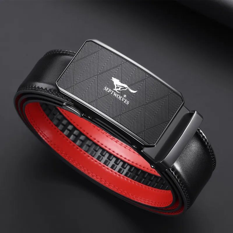 SEPTWOLVES Genuine Leather Leather Belts Men's Width 3.5CM-4