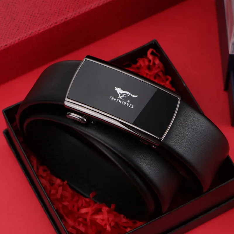SEPTWOLVES Genuine Leather Business Advanced Comfortable Elegance Leather Belts Men's Width 3.5CM-3