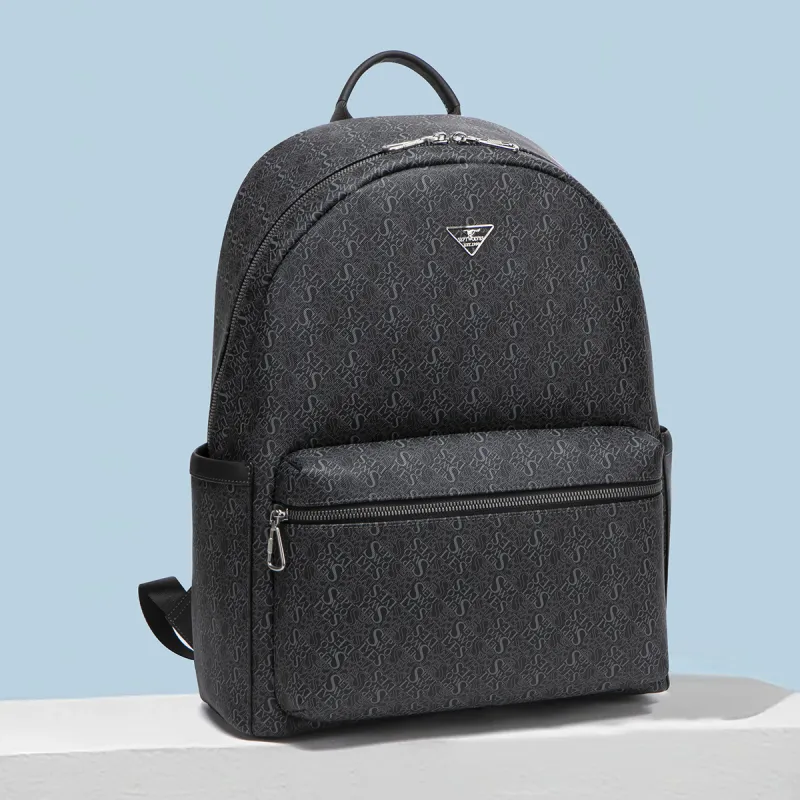 SEPTWOLVES PVC Polyvinyl Chloride Backpack Men's Black-5