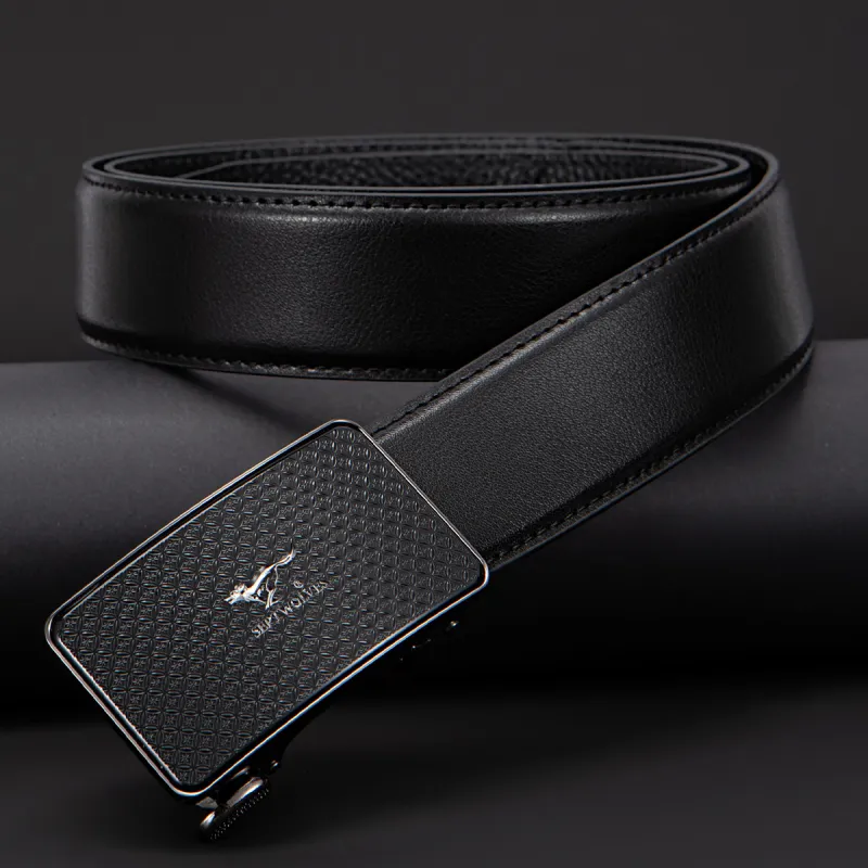 SEPTWOLVES Genuine Cow Leather Automatic Buckle Belt Men's Width 3.5CM-1