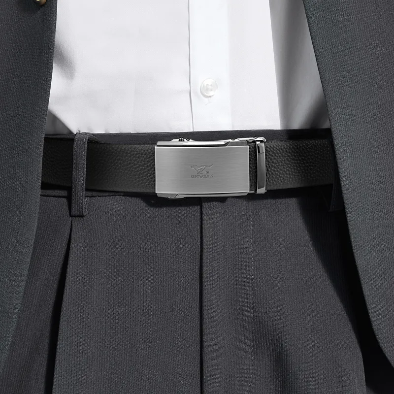 SEPTWOLVES Cow Leather Belts Men's Width  3.5cm-1