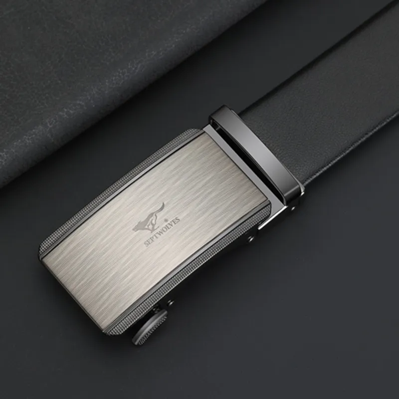 SEPTWOLVES Trendy Fashion Belt For Youth Business Casual Automatic Buckle Cow Leather Leather Belts Men's 3.5cm-2