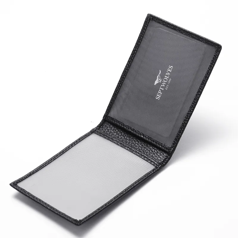 SEPTWOLVES Cow Leather Card Holder For Driver's License And Vehicle Registration Unisex Black-4