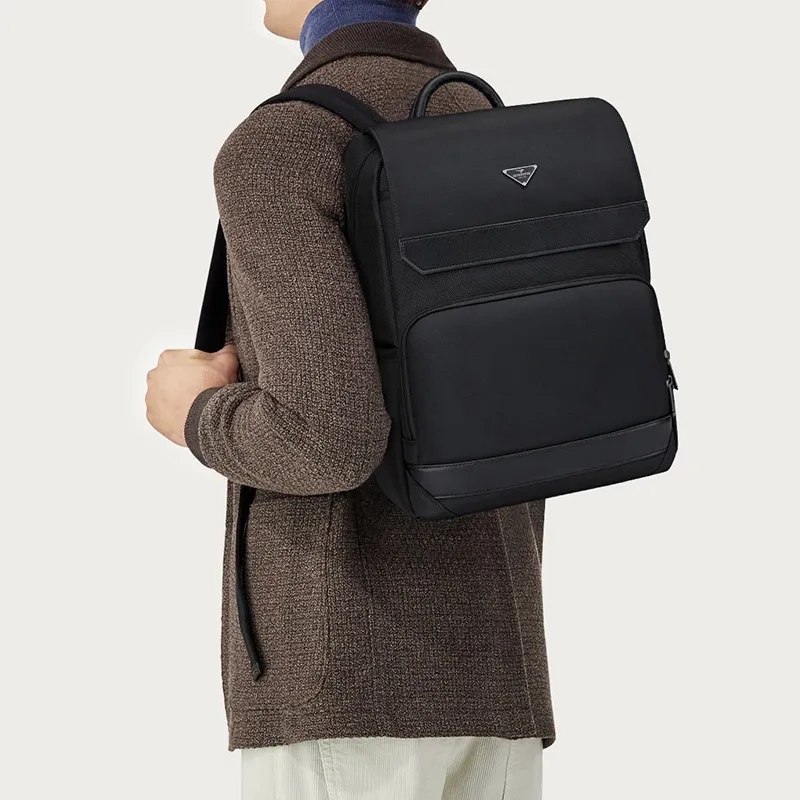 SEPTWOLVES Fabric Backpack Laptop Bag Men's Black-4