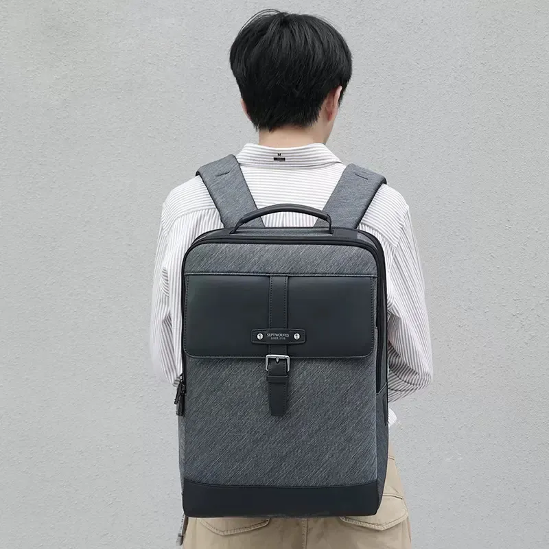 SEPTWOLVES Fabric Backpack Laptop Bags Backpacks Unisex Black-4
