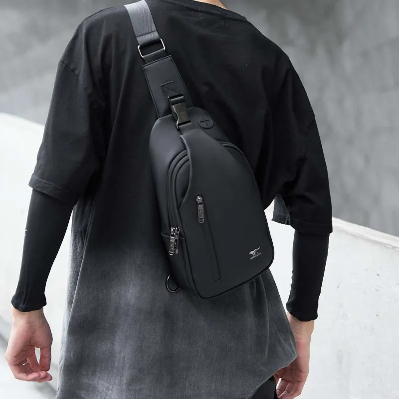 SEPTWOLVES Membrana Dermalis PVC Shoulder Bag, Crossbody Bag, Fanny Pack, Sling Bag, QPL Regular Men's Black-5