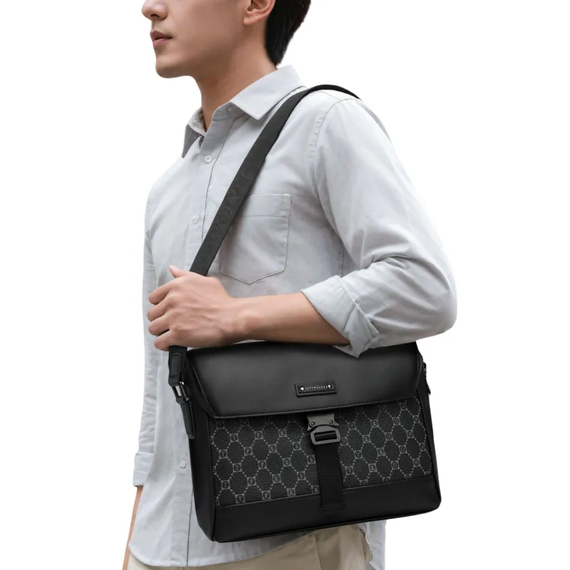 SEPTWOLVES PU Urban Techwear Large Capacity Water-Repellent One Shoulder Small Backpack QPL Regular Men's Black-3
