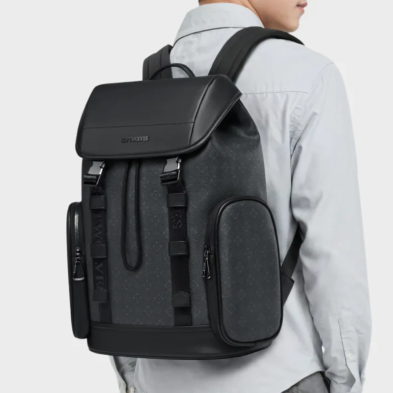 SEPTWOLVES PVC University Student Schooling Backpack QPL Backpack Regular Men's Black-3