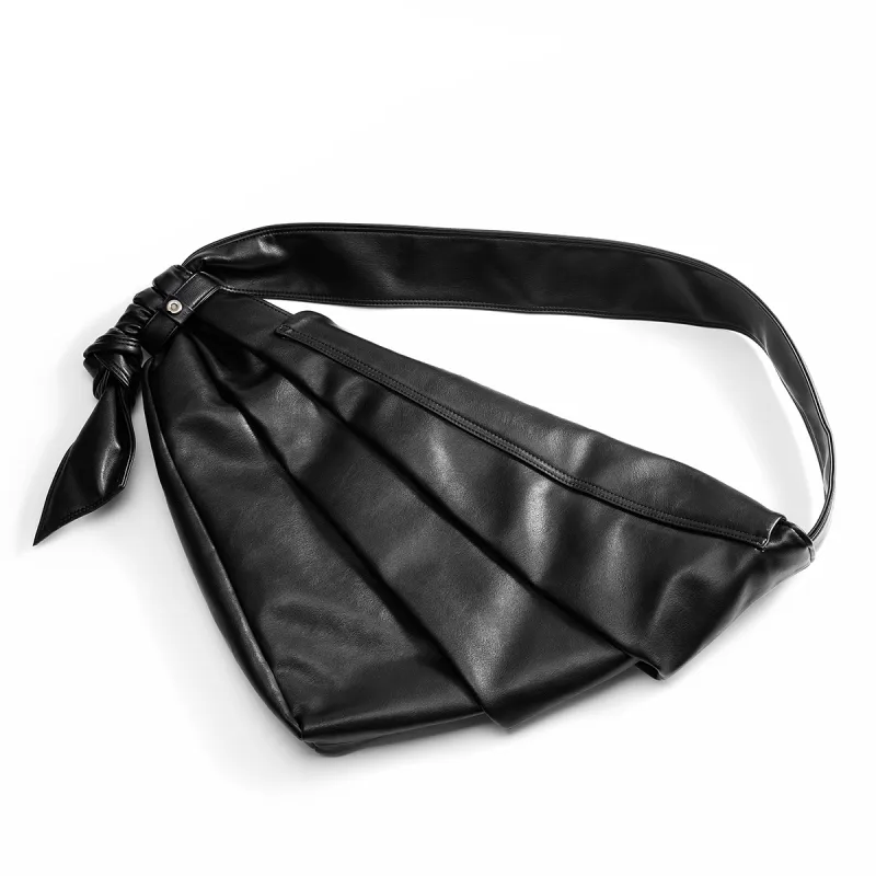 Yawei Kuroda PU Puncture Resilience Crossbody Bag Tubas Unisex Black-5