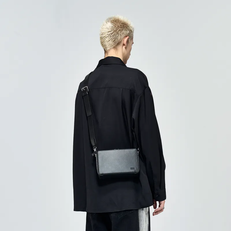 Yawei Kuroda Top Grain Cow Leather Small Square Bag Crossbody Bag Regular Unisex Black-6