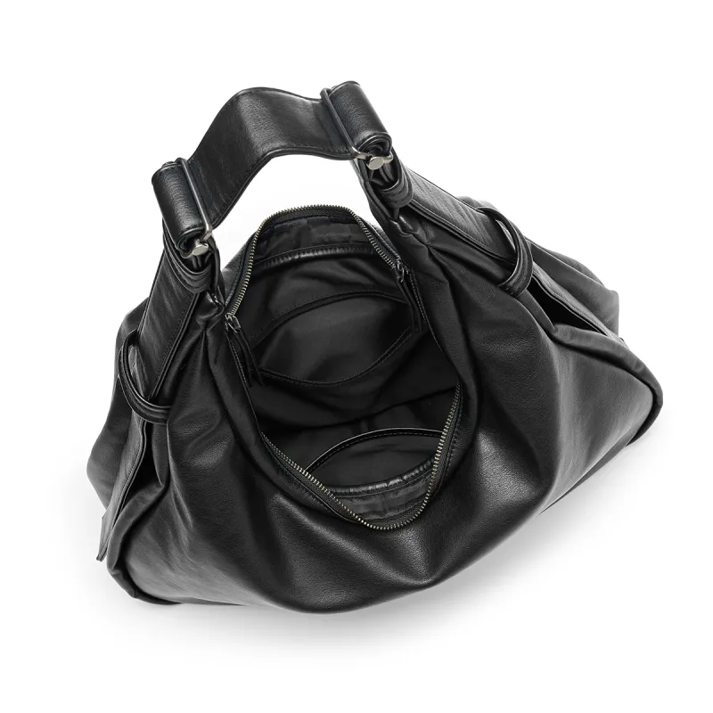 Yawei Kuroda PU 「Bound Curved」 Crescent Bag Handbag, Shoulder Bag, Crossbody Bag Tubas Unisex Black-6