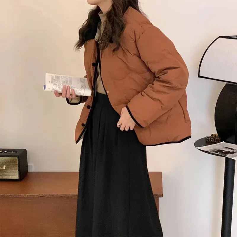 PAZZO Patchwork Corduroy Lapel Loose Fit Thermal Puffer Jacket Women's-17