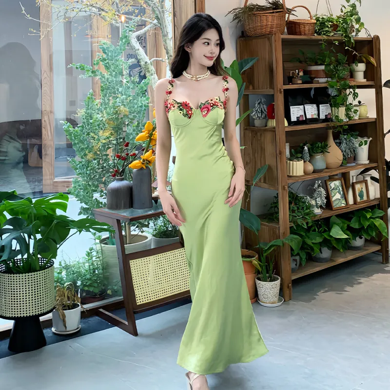 PAZZO Slip Dresses Women's Green-7