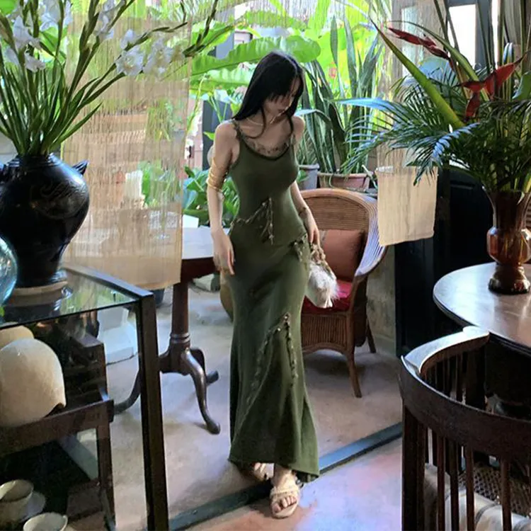 PAZZO Slip Dress Women's Olive Green-3