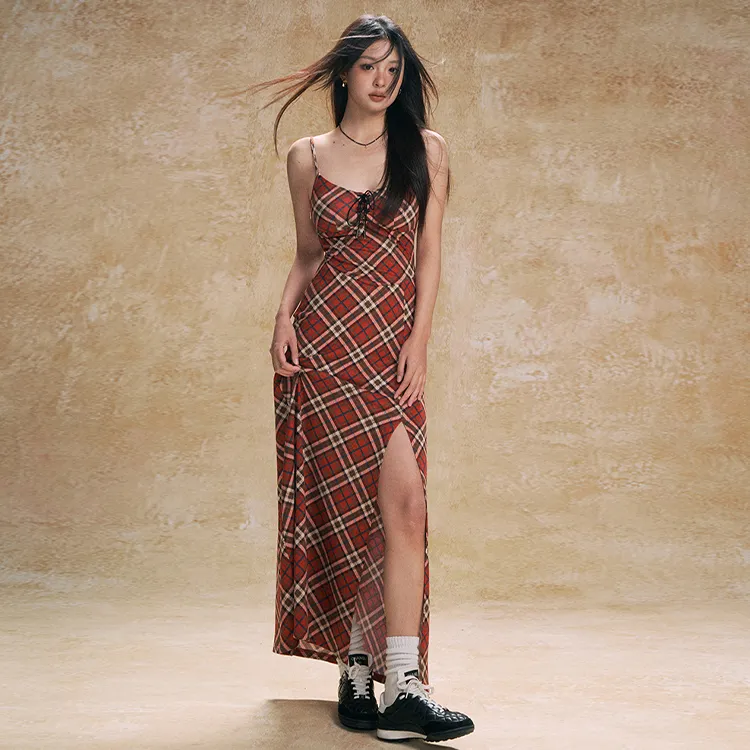 PAZZO Slip Dress Women's Red Plaid-6