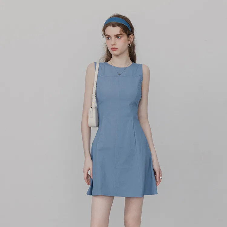 PAZZO Sleeveless Dress Women's Denim Blue-3