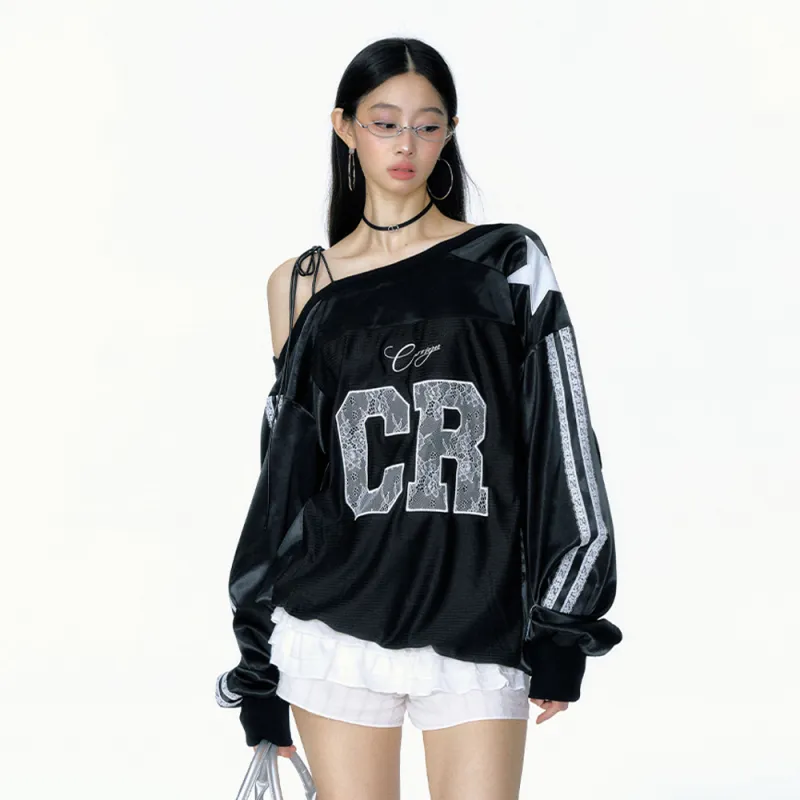 PAZZO Heavyweight Embroidery Long Sleeved Jersey Sweatshirt Women's-6