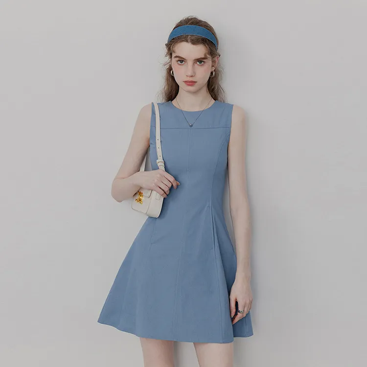 PAZZO Sleeveless Dress Women's Denim Blue-6