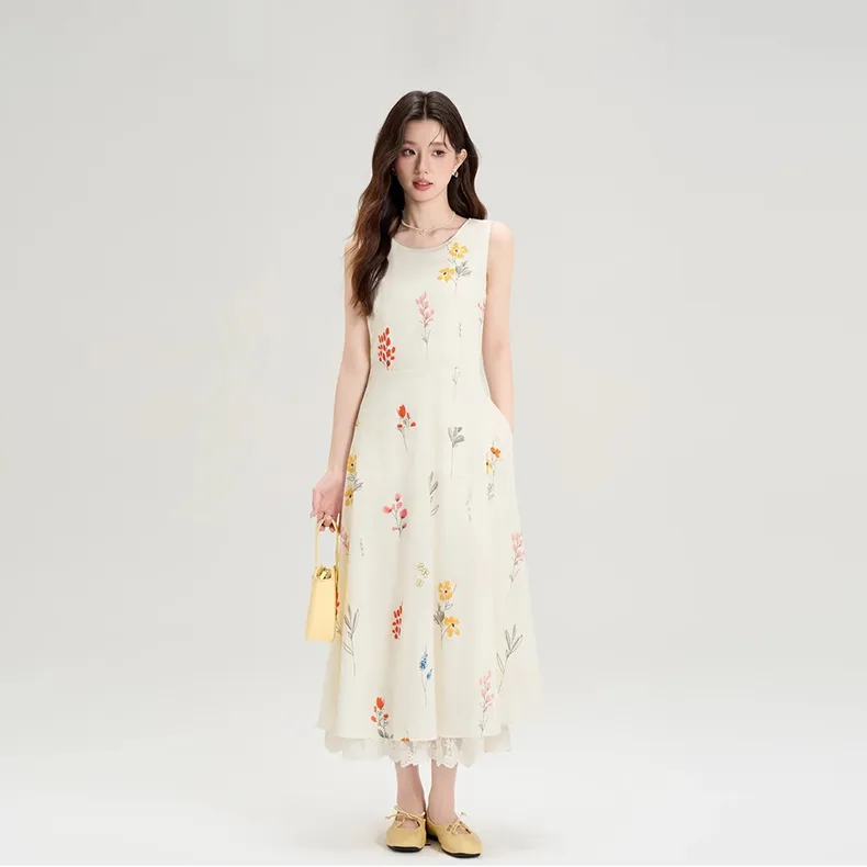 PAZZO Sleeveless Dresses Women's Beige-4