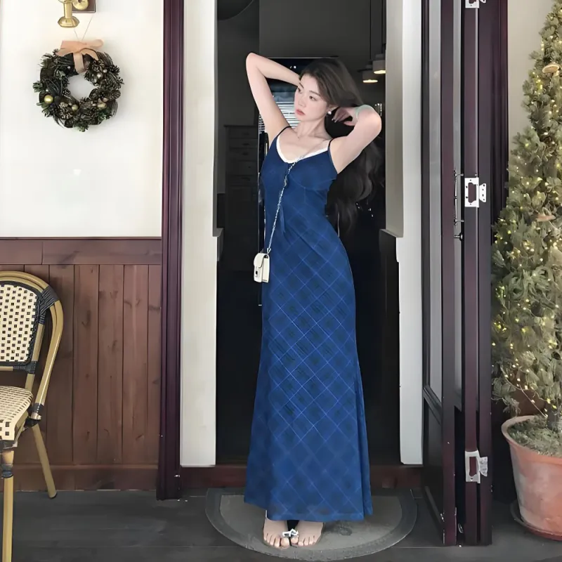 PAZZO Slip Dresses Women's Blue-3