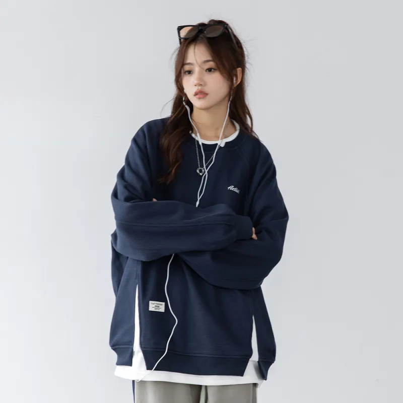 PAZZO Heavyweight Mock Two Piece Crew Neck Sweatshirt Coat Unisex-12