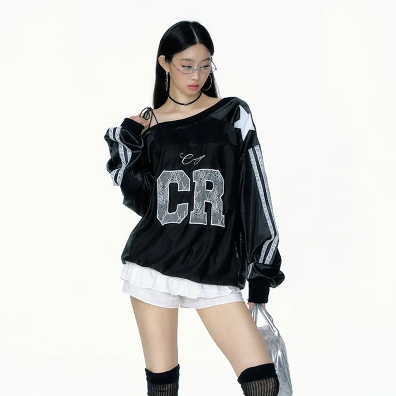 PAZZO Heavyweight Embroidery Long Sleeved Jersey Sweatshirt Women's-2