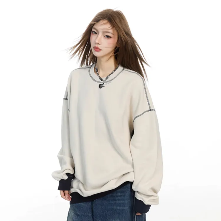 PAZZO Patchwork Color Block Raglan Sleeve Sweatshirt Unisex-4