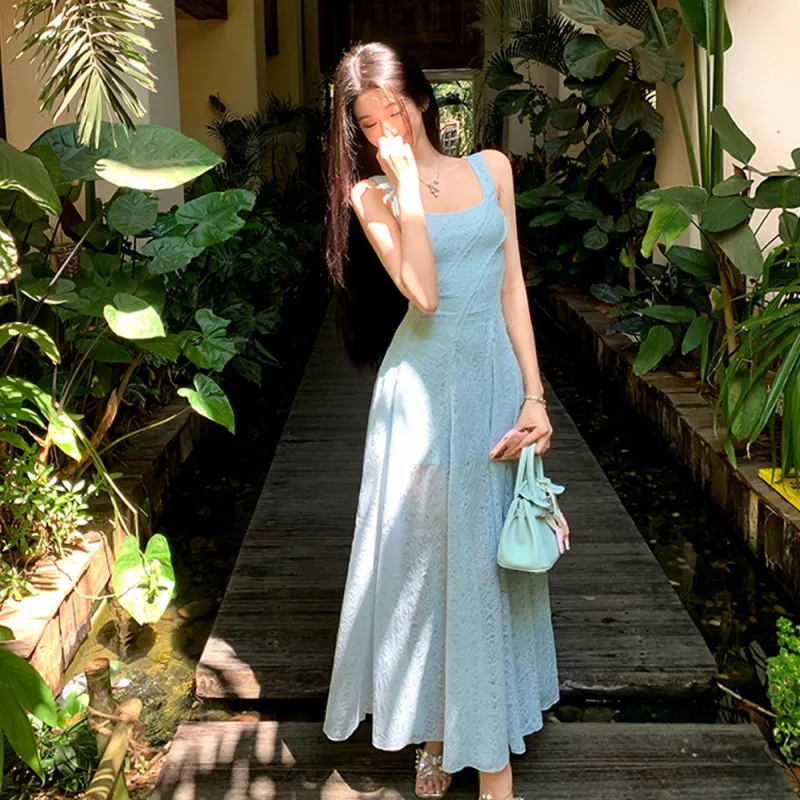 PAZZO Slip Dresses Women's Blue-4
