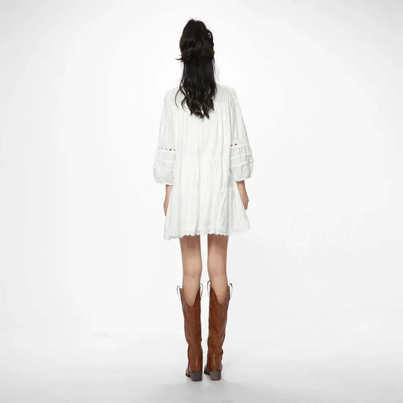 PAZZO Long Sleeved Dresses Women's White-2