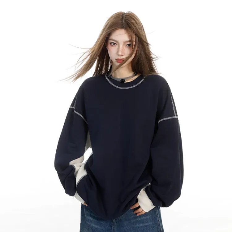 PAZZO Patchwork Color Block Raglan Sleeve Sweatshirt Unisex-9