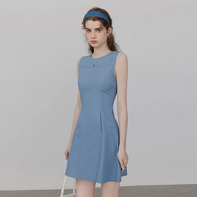 PAZZO Sleeveless Dress Women's Denim Blue-5