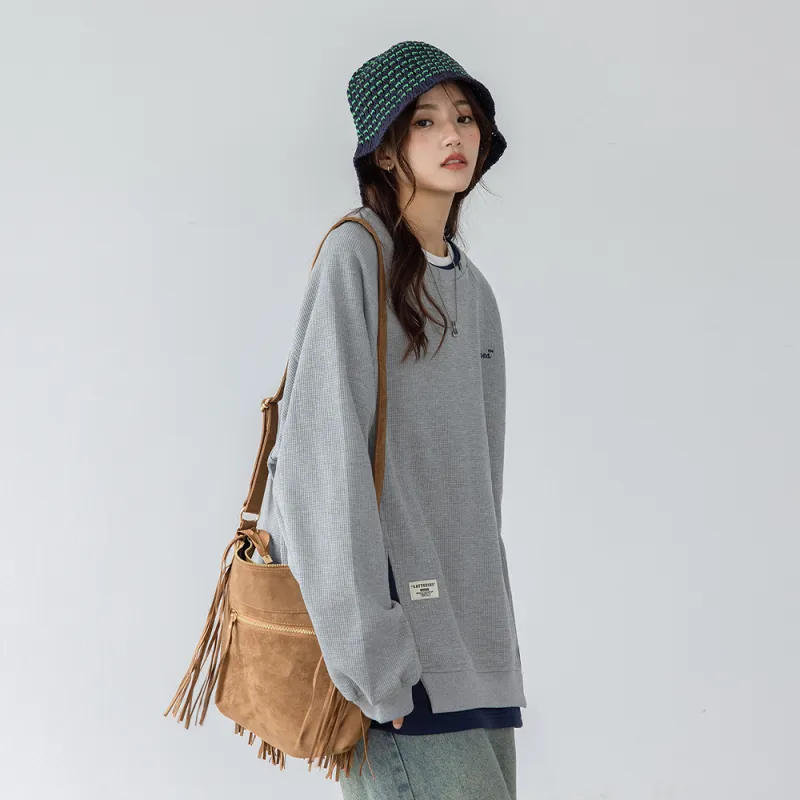 PAZZO Heavyweight Mock Two Piece Crew Neck Sweatshirt Coat Unisex-7