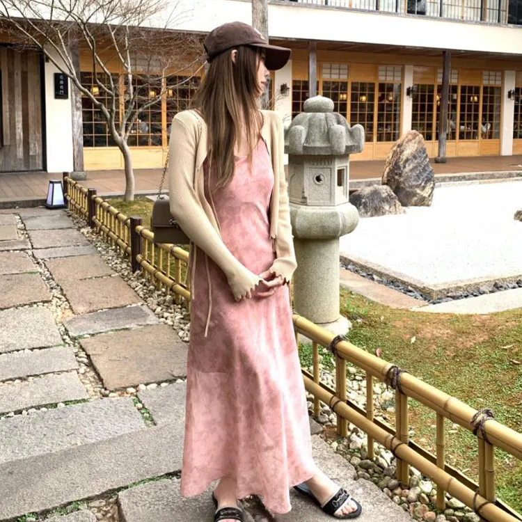 PAZZO Slip Dress Women's Gray Pink Tone-6