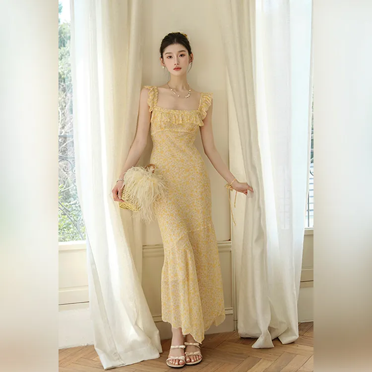 PAZZO Sleeveless Dresses Women's Yellow Daisy-4