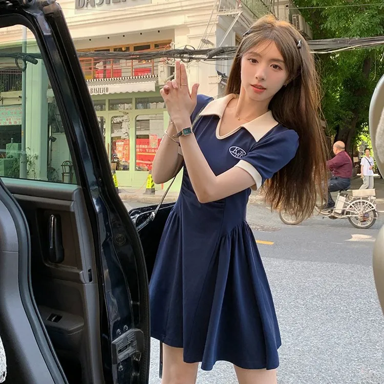 PAZZO Color Block Polo Collar Short Sleeved Dress Women's-3