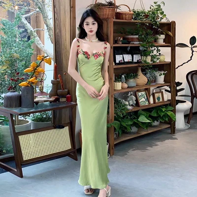 PAZZO Slip Dresses Women's Green-8