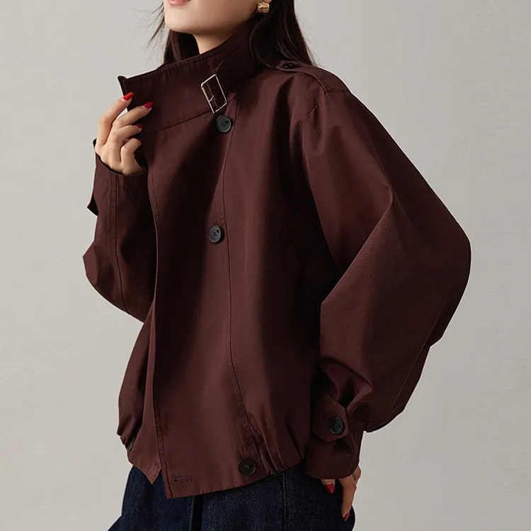 PAZZO Versatile Petite Cropped Trench Coat Jackets & Coats Women's-2