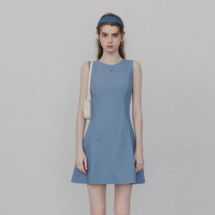 PAZZO Sleeveless Dress Women's Denim Blue-2