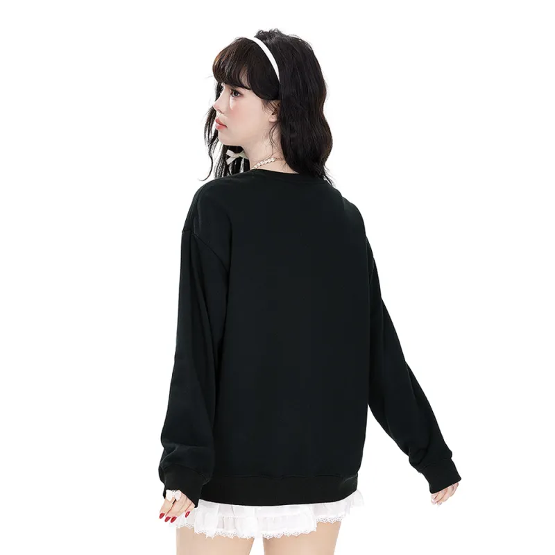 PAZZO Cute Bowknot Print Crew Neck Sweatshirt Women's-5
